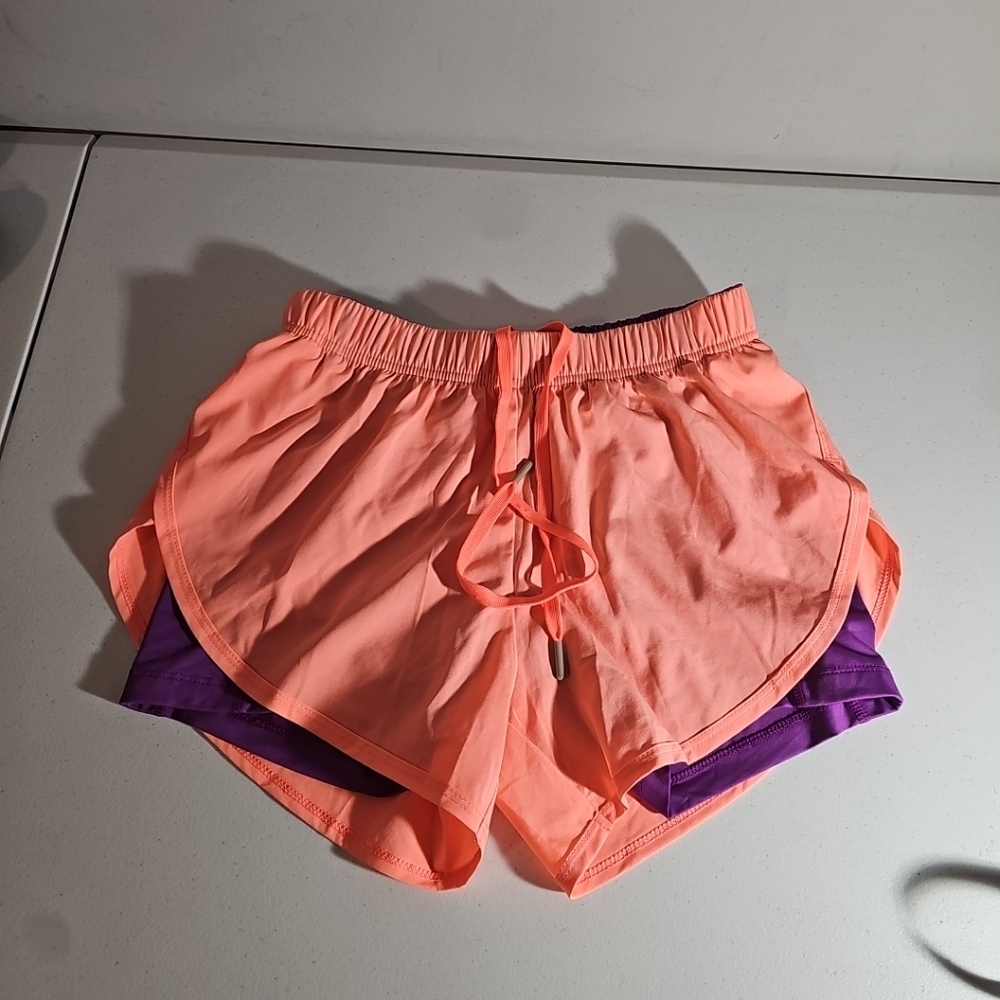 BundleAnna Kaci 2 n 1 W/pockets Workout Orange Sherbet & Purple SZ M VGUC Shorts - Picture 11 of 16